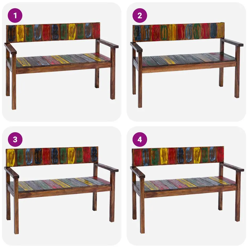 vidaXL Eetkamerstoelen 4 st massief gerecycled hout meerkleurig, foto 3