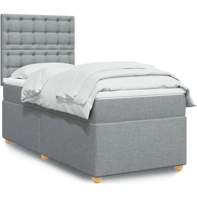 vidaXL Boxspring met matras stof lichtgrijs 80x200 cm grijs