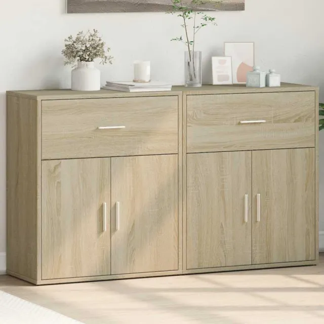 vidaXL Dressoirs 2 st 60x31x70 cm bewerkt hout sonoma eikenkleurig, foto 2