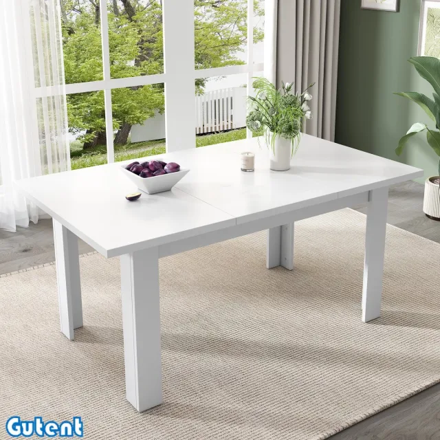 Gutent Eettafel-120*70cm-Met opbergruimte-Rechthoekig-Ruimtebesparend-Multifunctionele eettafel-Wit