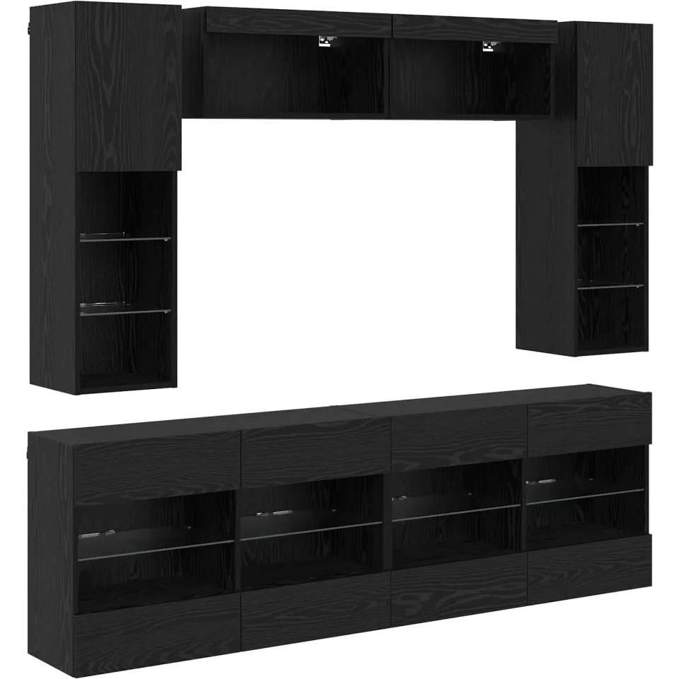 vidaXL TV-wandkastenset 6 st 197 x 30 x 60,5 cm Zwarte Eik