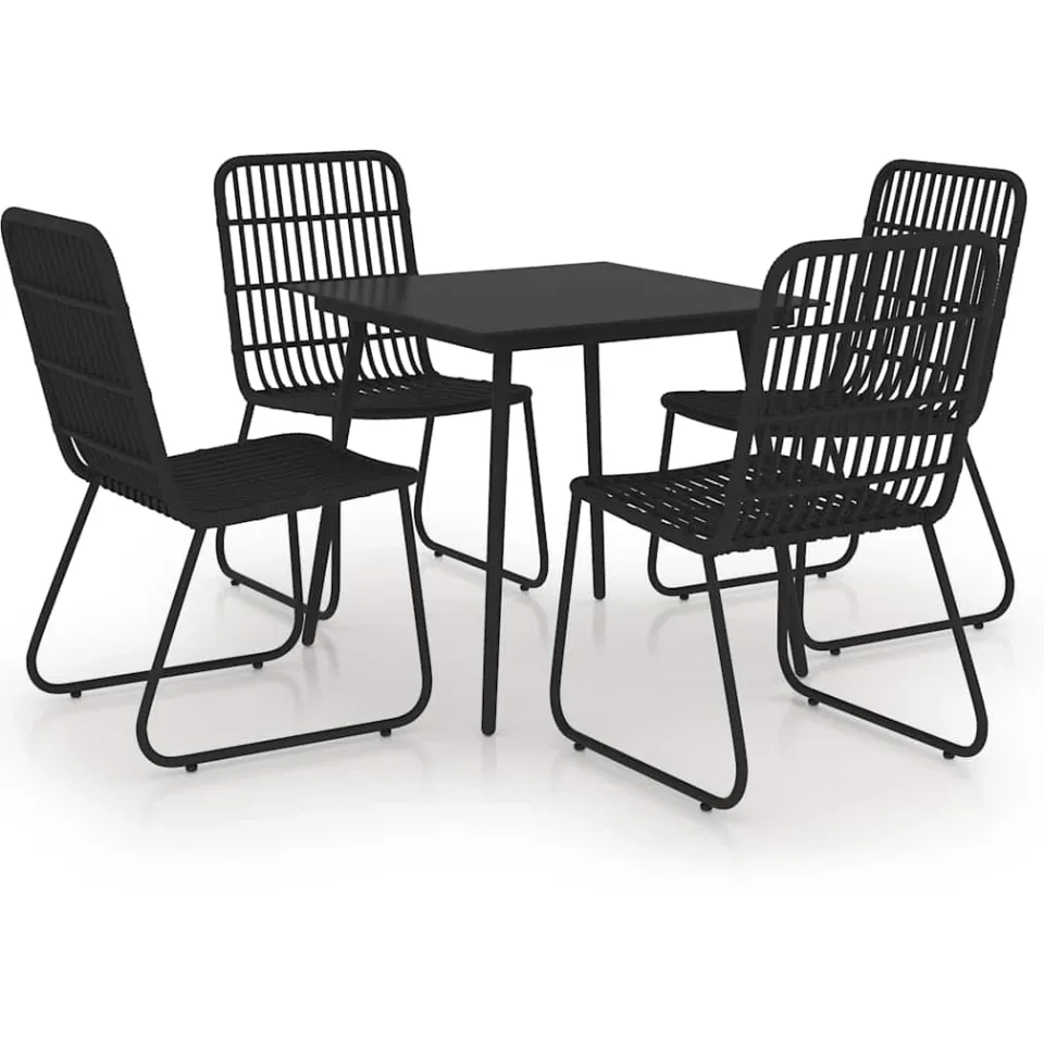 vidaXL 5-delige Tuinset poly rattan en glas zwart, foto 3