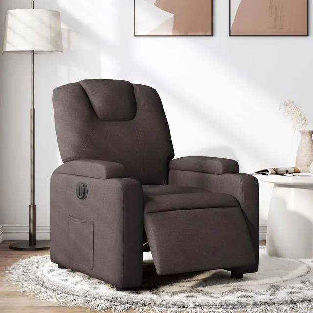 vidaXL Fauteuil verstelbaar elektrisch stof donkerbruin bruin