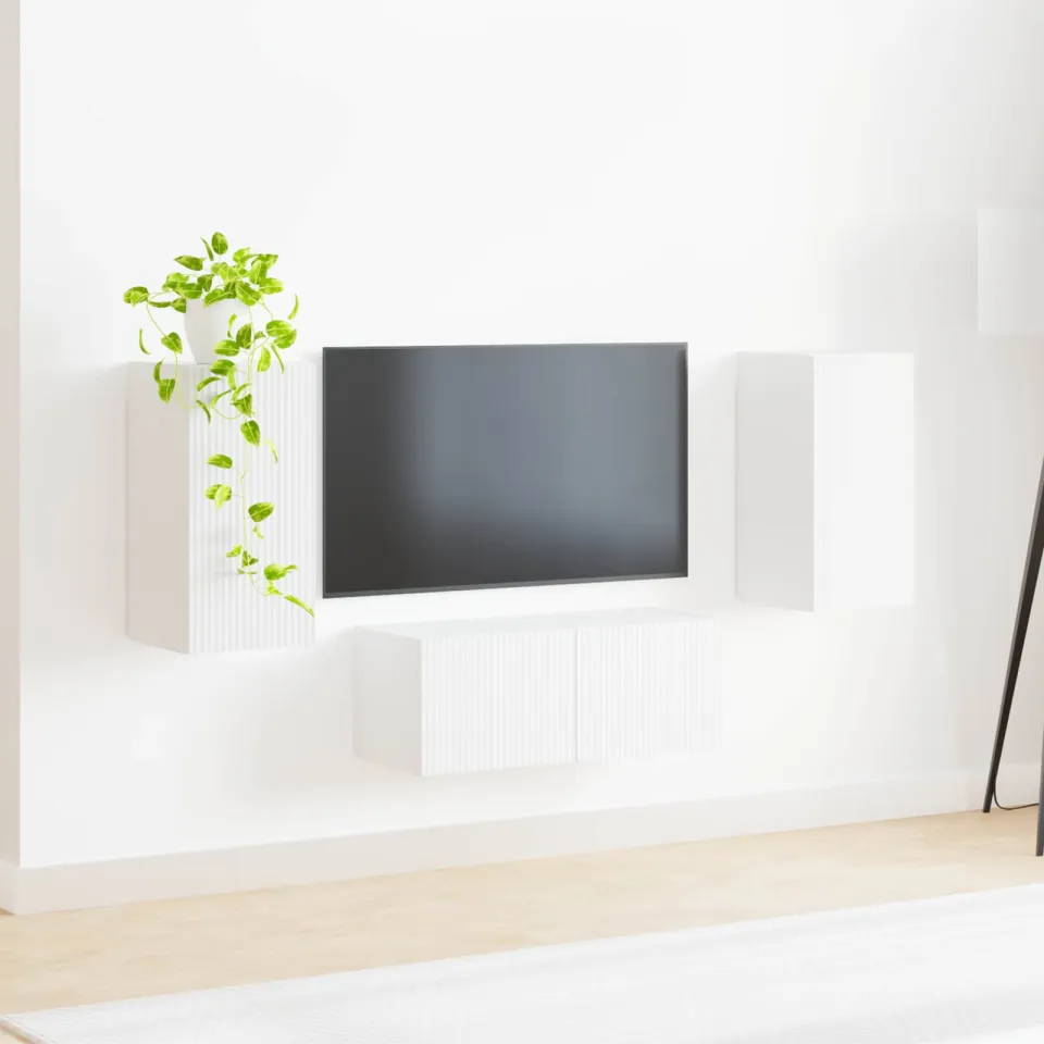 vidaXL Tv-meubelset 6 st Wit Bewerkt hout, foto 4