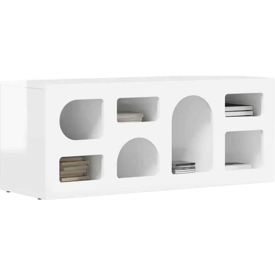 vidaXL TV-kast ELST 100 x 35 x 40 cm Hoogglans wit Bewerkt hout