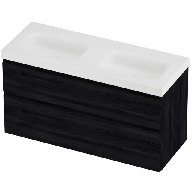 Proline Haga Badmeubelset Polystone Mezza 120x46x66 cm Mat White Black Oak Eiken
