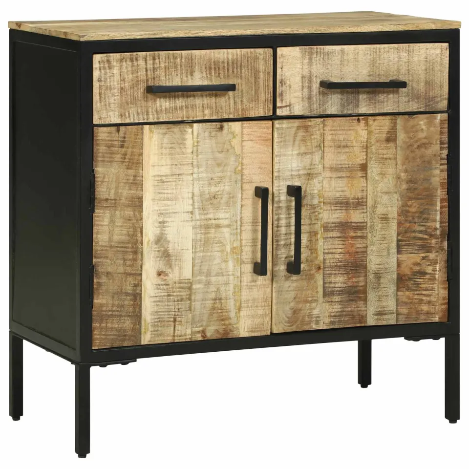 vidaXL Dressoir met lade 70 x 35 x 70 cm Massief mangohout bruin, foto 3