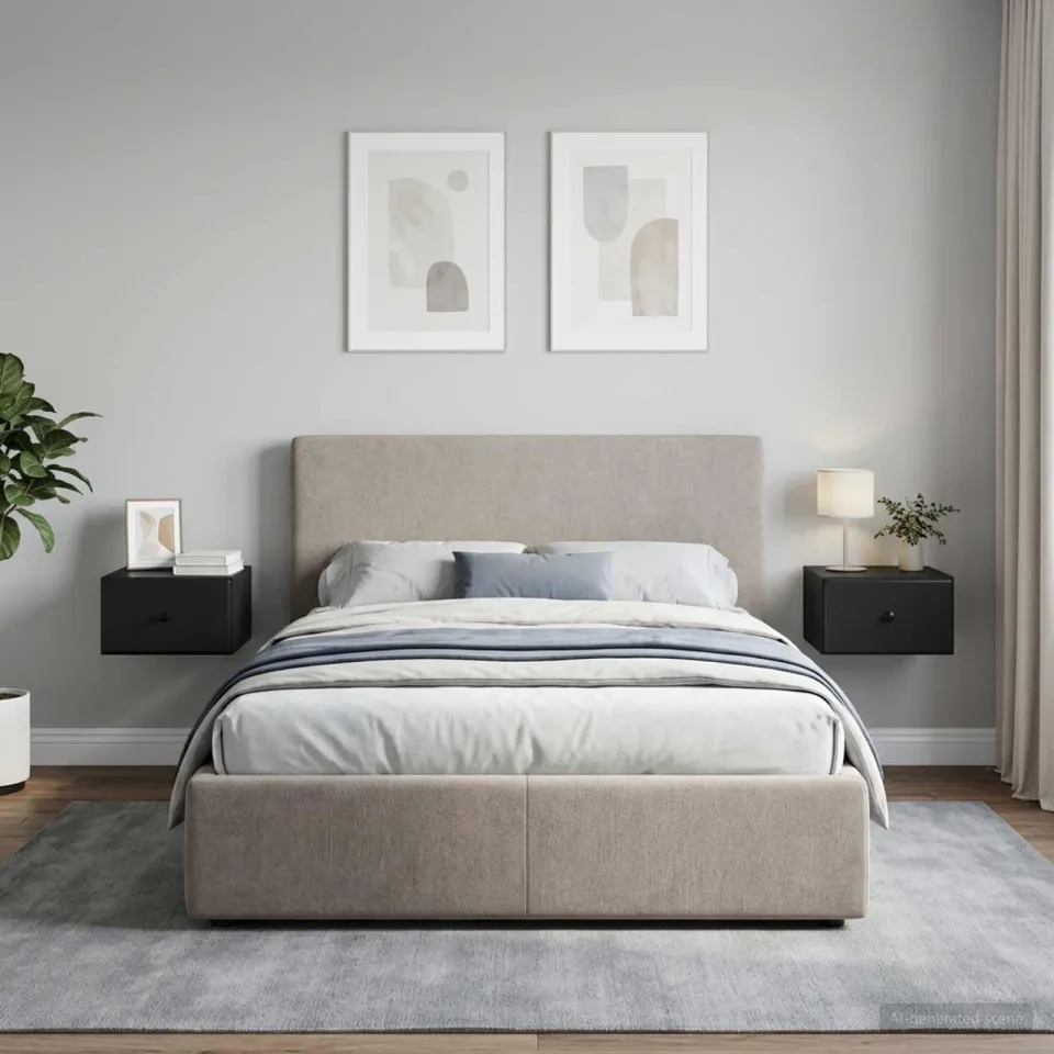 vidaXL Wandbeugel Bedkast 2 st Zwart 34,5 x 33 x 20 cm Bewerkt hout, foto 4