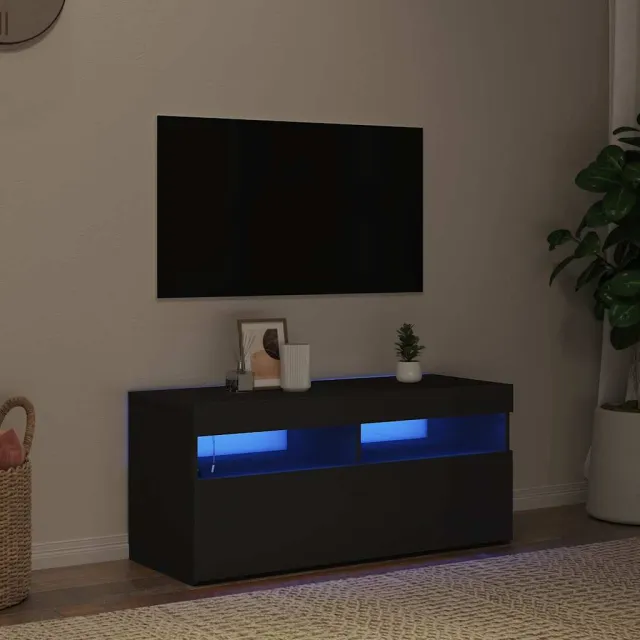 vidaXL Tv-meubel met LED-verlichting 90x35x40 cm zwart, foto 2