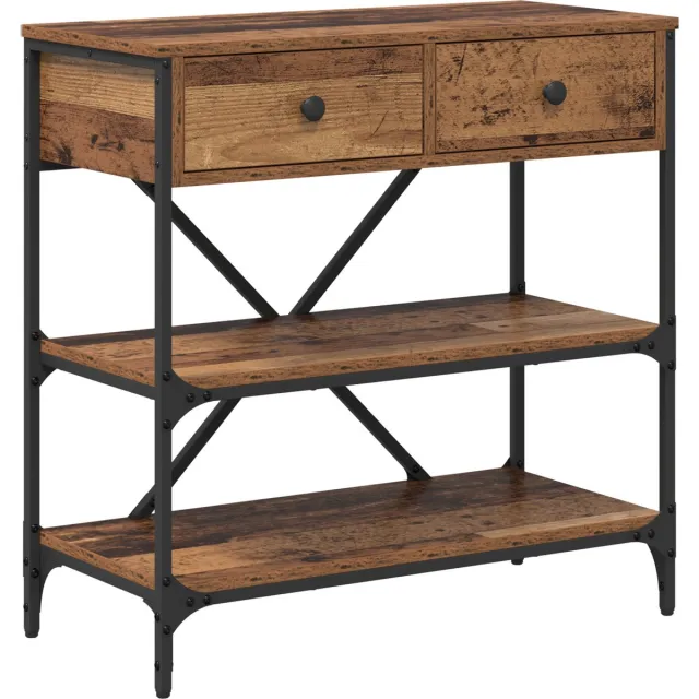 vidaXL Wandtafel - met - lade - met - plank - Bruin - 75 - x - 34,5 - x - 75 - cm - Hout