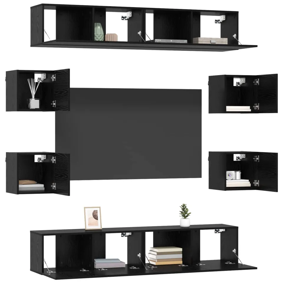 vidaXL Tv-meubelset 8 st 80 x 30 x 30 cm Zwart eiken