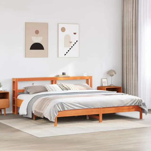 vidaXL Bedframe zonder matras massief grenenhout wasbruin 200x200 cm bruin