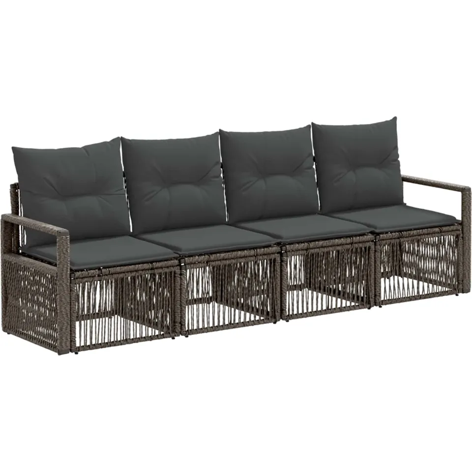 vidaXL Tuinbankenset 4 st 4-zits Grijs poly rattan, foto 3