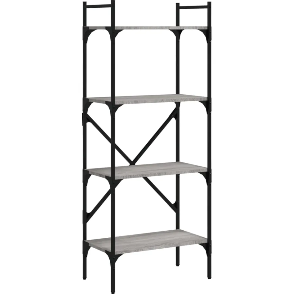 vidaXL Boekenkast 4-laags 56x31,5x138,5 cm bewerkt hout grijs sonoma, foto 3