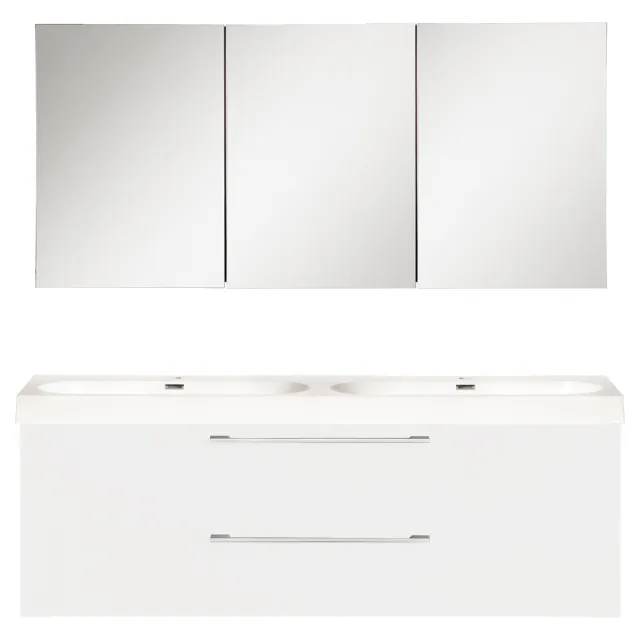 Differnz Badkamermeubelset Differnz Somero Met Keramiek Wastafel 120 cm Hoogglans Wit (Inc. Spiegelkast)