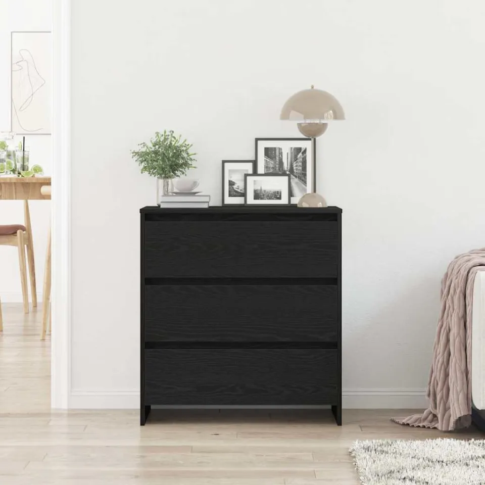 vidaXL Dressoir 70x41x75 cm bewerkt hout zwart eikenkleur, foto 3