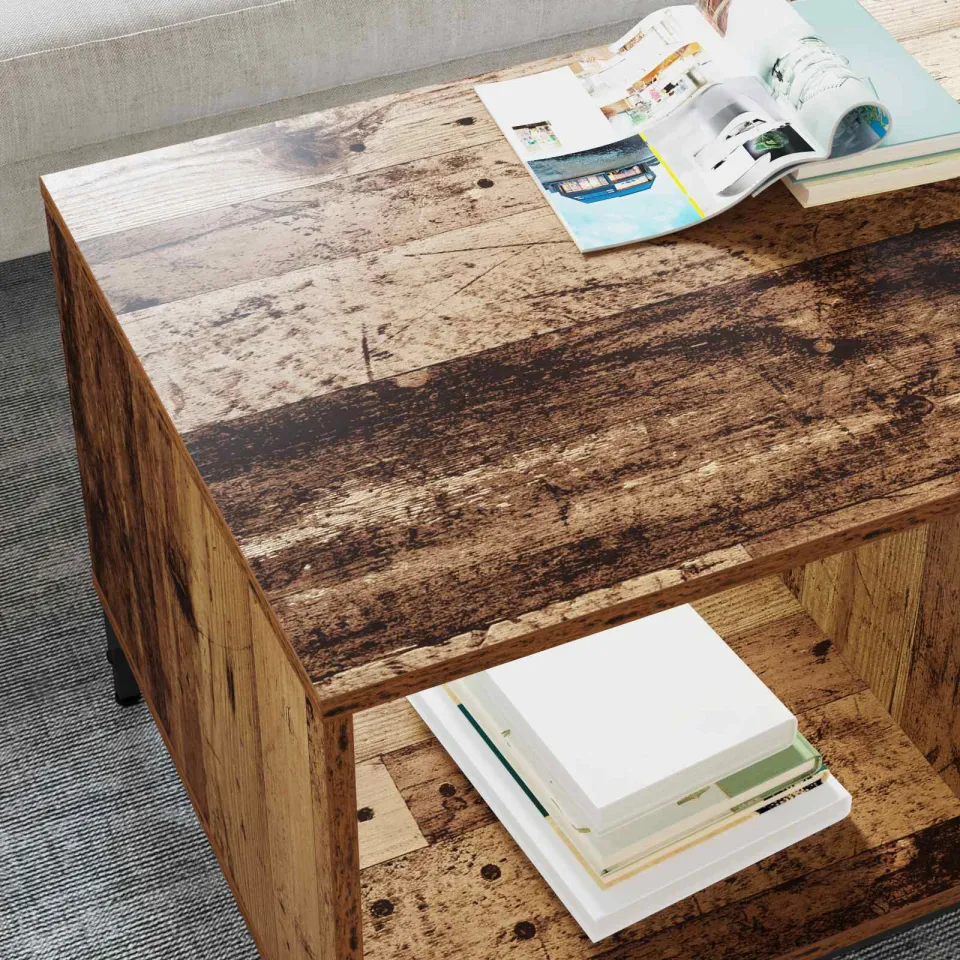 vidaXL Salontafel Oudhout 90 x 49 x 46 cm Bewerkt hout bruin, foto 4