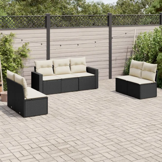 vidaXL 7-delige Loungeset met kussens poly rattan zwart, foto 2
