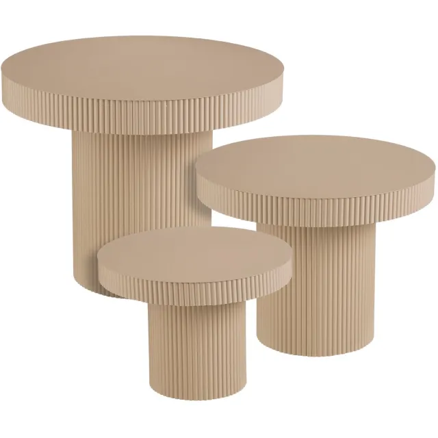 Mica Decorations Lux Bijzettafel - Set van 3 - Salontafels - Unieke Set Koffietafel - Bijzettafeltjes Woonkamer - 55 x 70 cm - IJzer - Lichtbruin