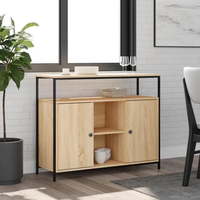 vidaXL Dressoir Sonoma Eiken 100x35x80 cm Bewerkt Hout Bruin