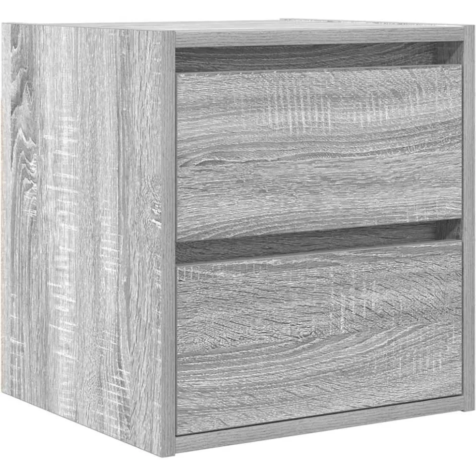vidaXL Nachtkastjes 2 st wandgemonteerd 38x34x40 cm grijs sonoma eiken, foto 4
