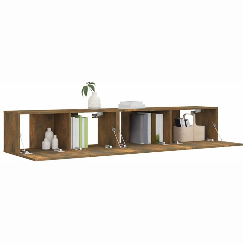 vidaXL 2-delige Tv-meubelset bewerkt hout gerookt eikenkleurig Bruin