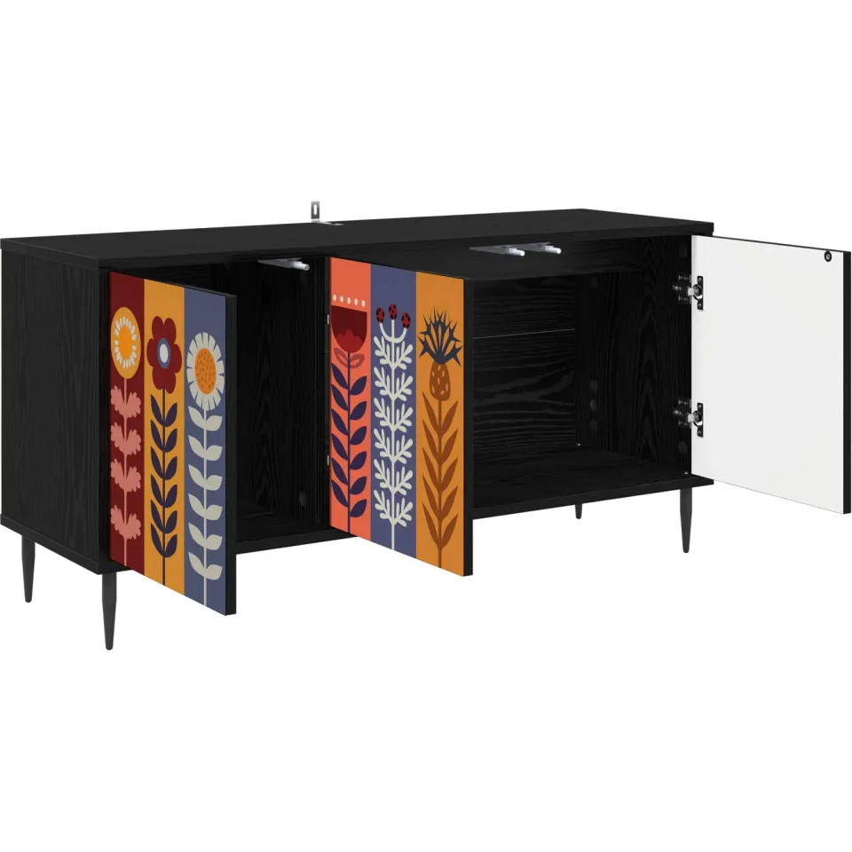 vidaXL Tv-meubel ESSEN 102 x 33 x 51 cm Zwart eiken Bewerkt hout