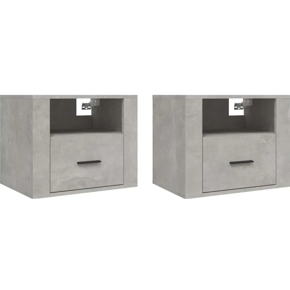 vidaXL Nachtkastjes 2 st wandgemonteerd 50x36x40 cm betongrijs