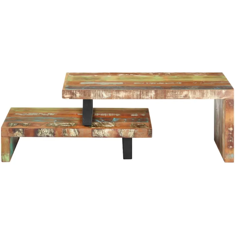 vidaXL 2-delige Salontafelset massief gerecycled hout bruin, foto 3