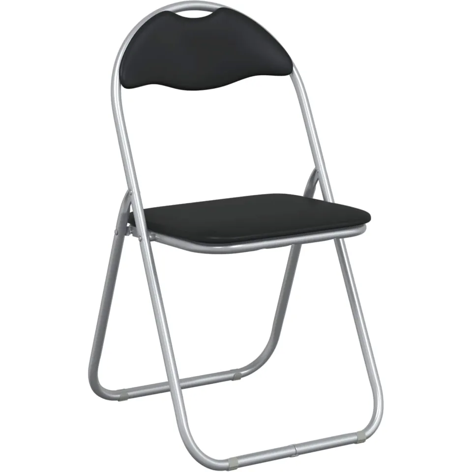 vidaXL Inklapbare stoel 8 st Nep Leer Zwart en Grijs 48 x 43,5 x 81 cm