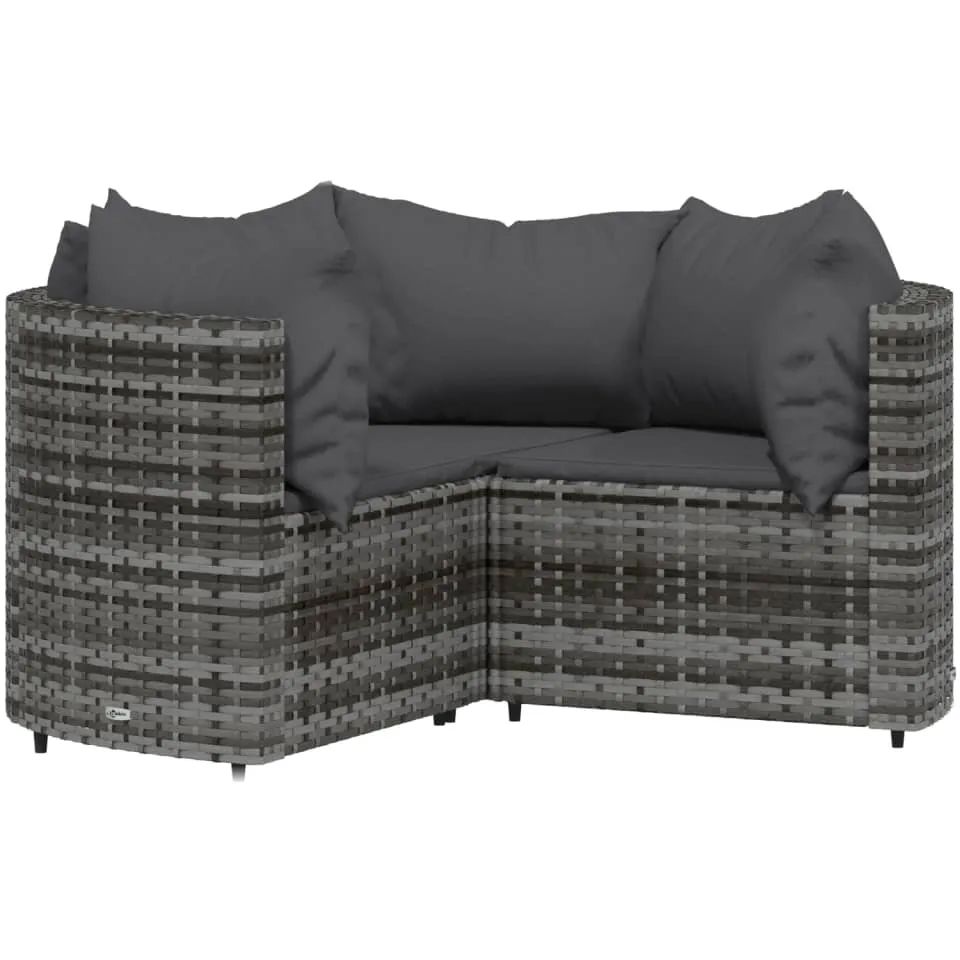 vidaXL 4-delige Loungeset met kussens poly rattan grijs, foto 3