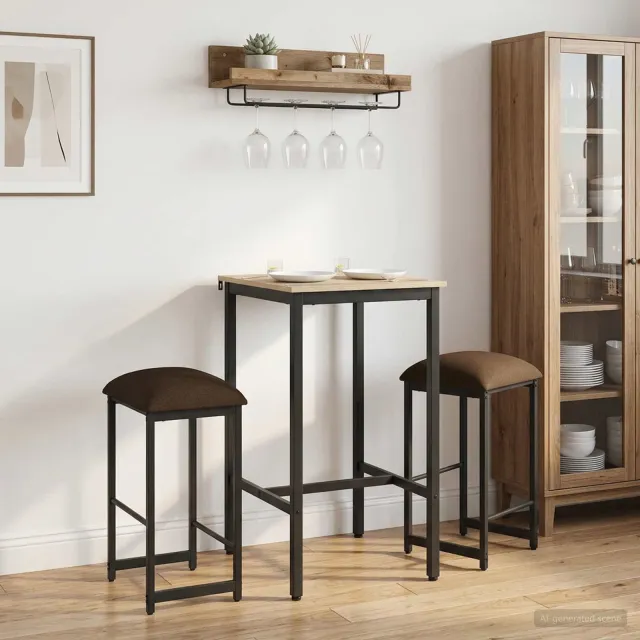 vidaXL Barkruk 2 st Taupe 40 x 32 x 74 cm Bewerkt hout, foto 2