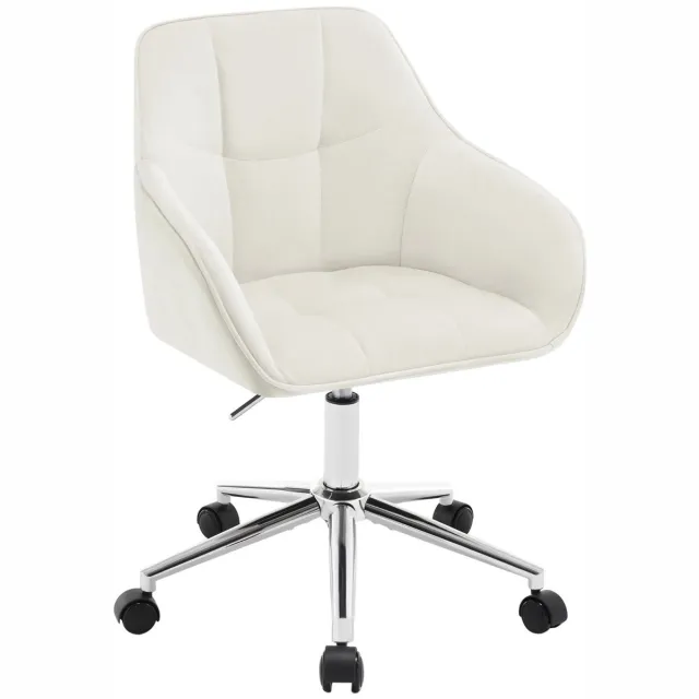 Roossentials bureaustoel - Computerstoel - Make-upstoel - Bureaustoel draaibaar - Bureaustoel in hoogte verstelbaar - Wit - Met armleuningen Cream White Velvet