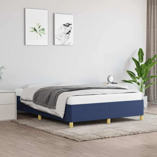 vidaXL Bedframe zonder matras stof blauw 140x200 cm