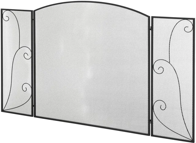 Homcom Haardscherm - Metaal - 132,5x76,5cm - Zwart