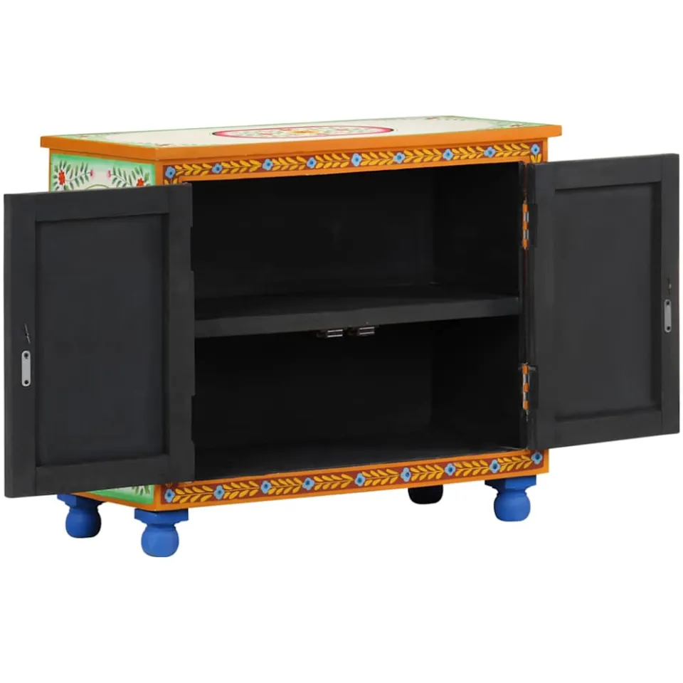 vidaXL Dressoir handgeschilderd 70x35x60 cm massief mangohout meerkleurig, foto 2