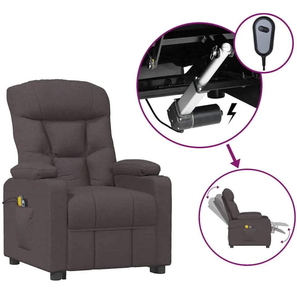 vidaXL Massagestoel elektrisch verstelbaar stof donkerbruin bruin, foto 4