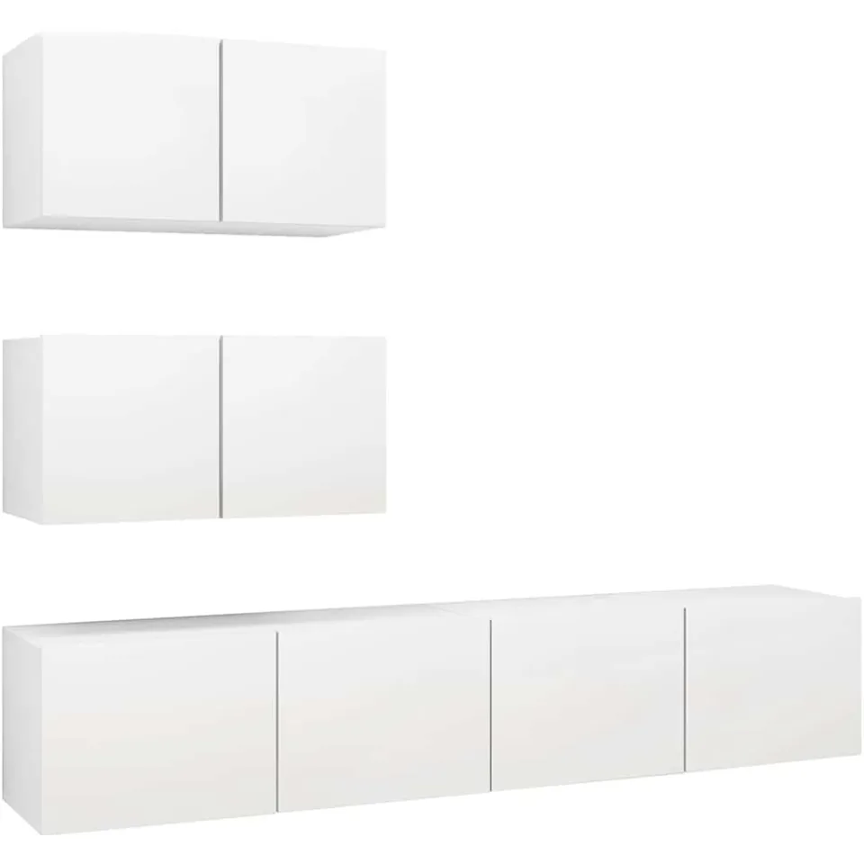 vidaXL 4-delige Tv-meubelset bewerkt hout wit