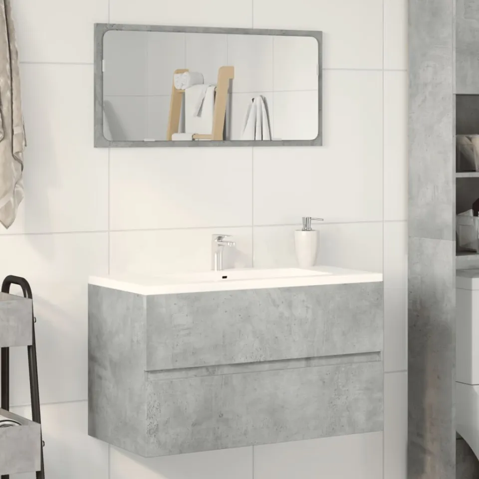 vidaXL Wastafelkast 90x38,5x45 cm spaanplaat betongrijs grijs, foto 2