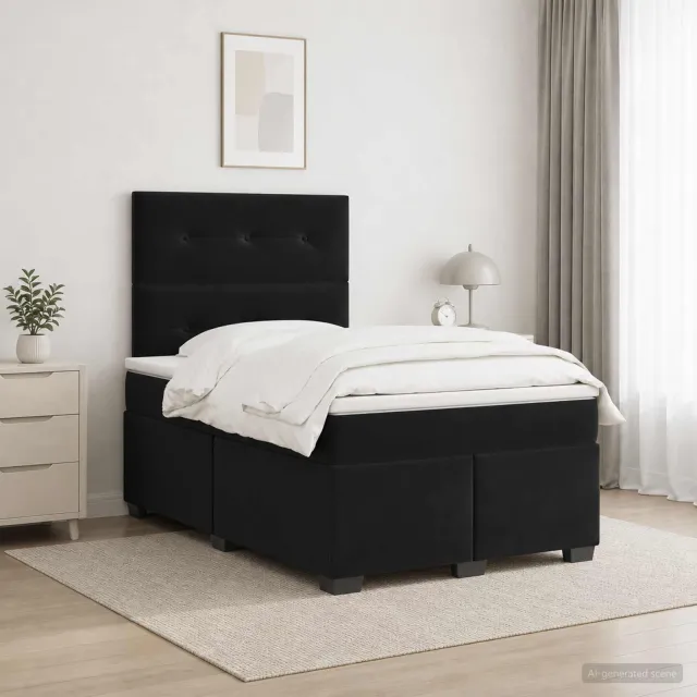 vidaXL Boxspringbed met matras Zwart 120 x 190 cm Fluweel