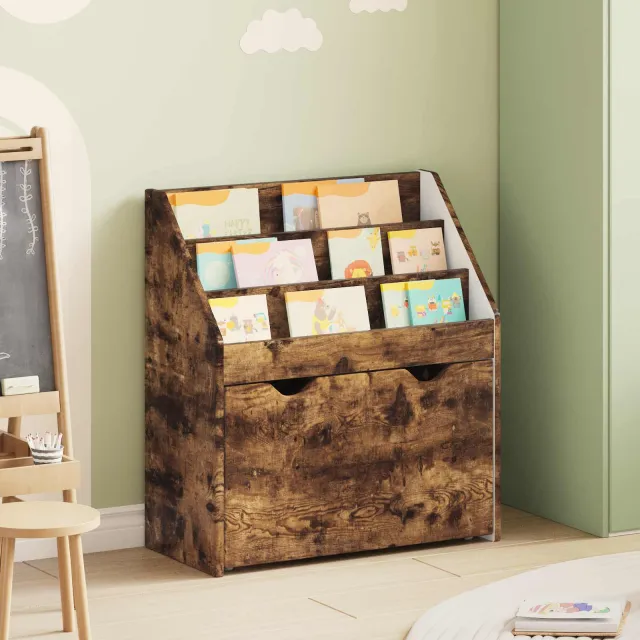 vidaXL Kinderen Boekenkast met lade Gerookt eiken 60 x 29,5 x 69 cm, foto 2