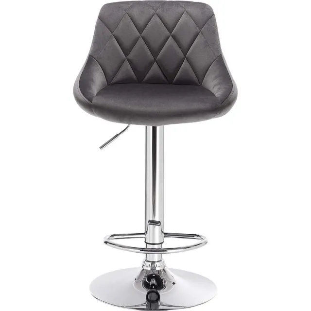 Dripio Barkruk Deluxe Isolda - Industrial Donkergrijs - Barkrukken set van 1 - Barstoel Kruk - Barstoelen met rugleuning - Keukenstoel - In hoogte verstelbaar - Velvet