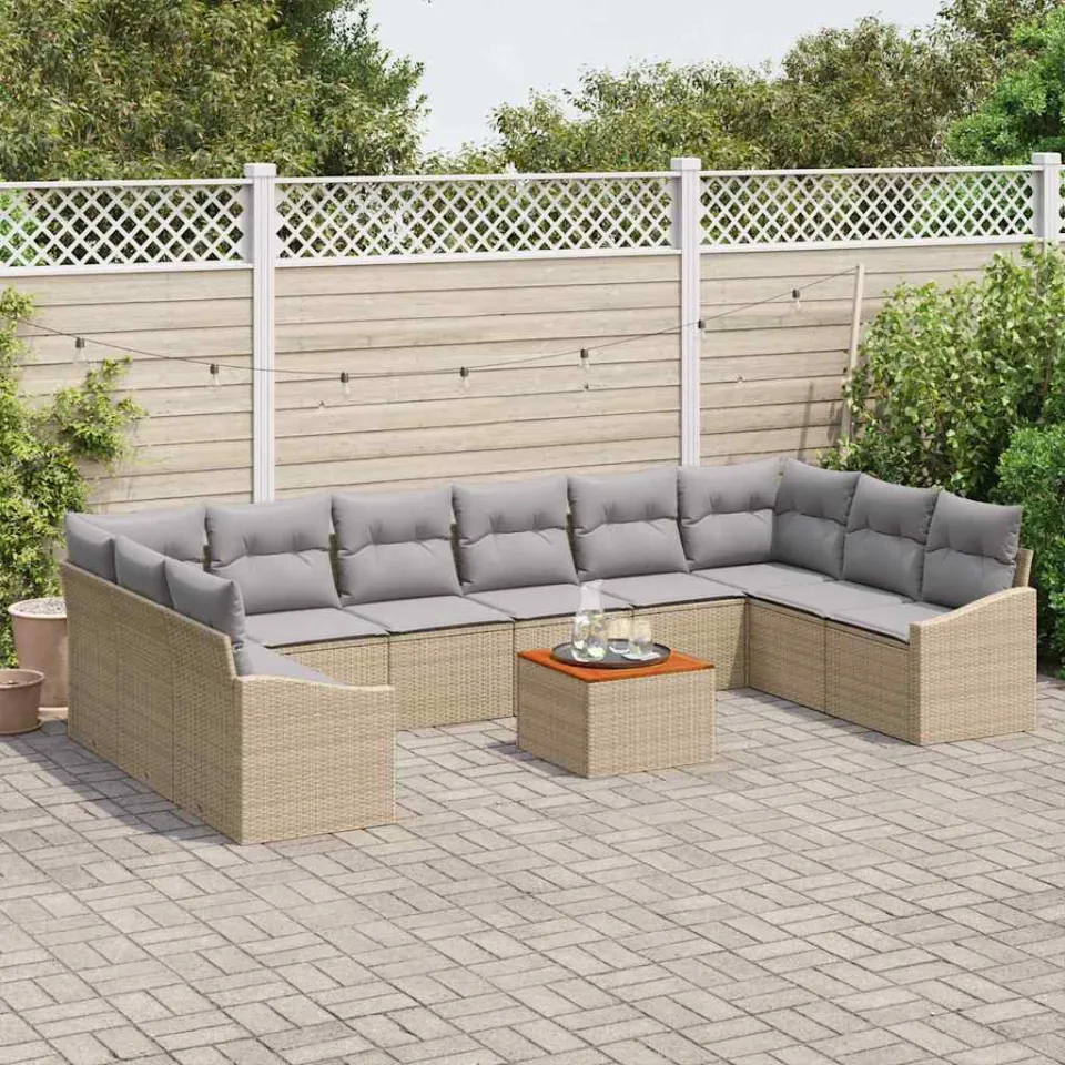 vidaXL Bankstel 11 st Beige poly rattan, foto 3