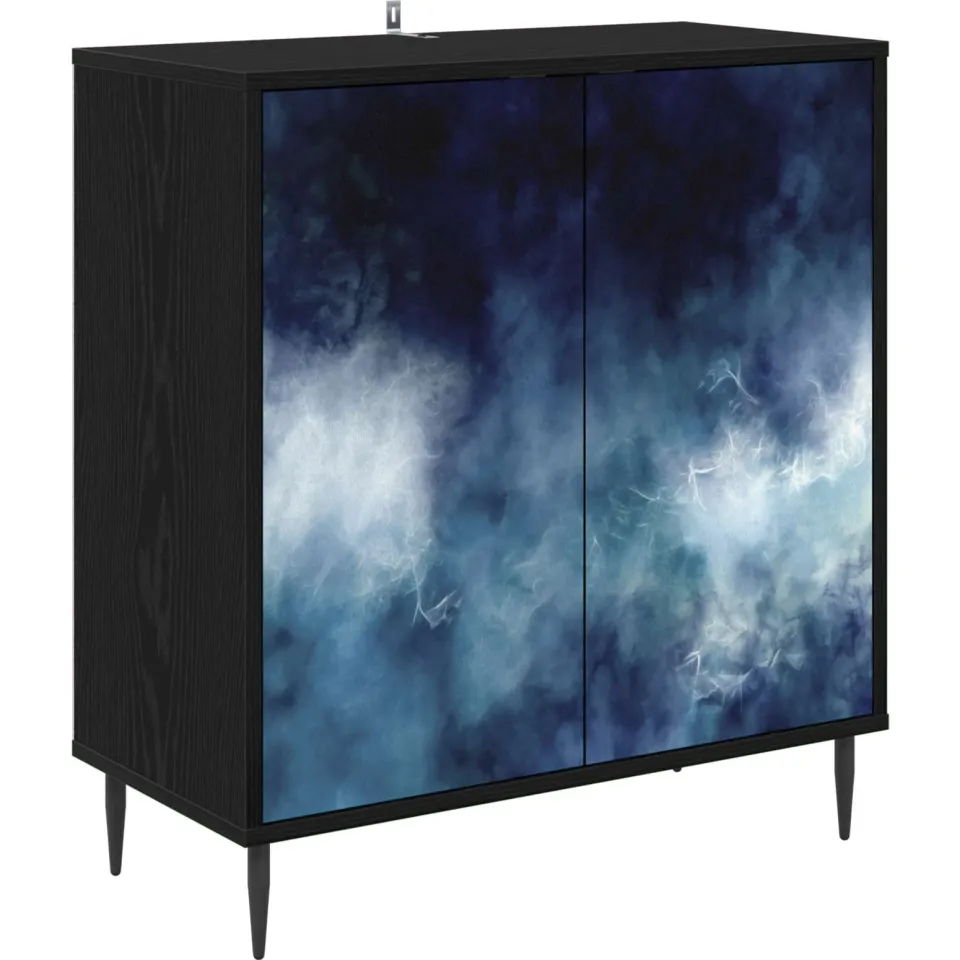 vidaXL Dressoir RAALTE Zwart eiken 69 x 33 x 76 cm Bewerkt hout, foto 3