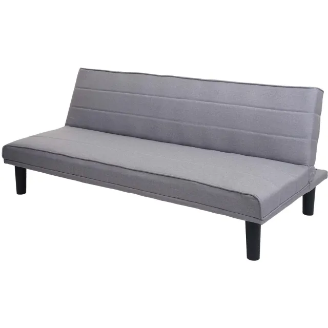 MCW Slaapbank MCW-J17, bank uitklapbare slaapbank logeerbed, slaapfunctie stof/textiel 165cm ~ grijs