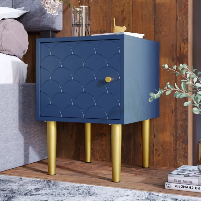 Zubaliya Nachtschrank Marineblauw 35x35x50 cm - Bijzettafel Voor Slaapkamer En Woonkamer