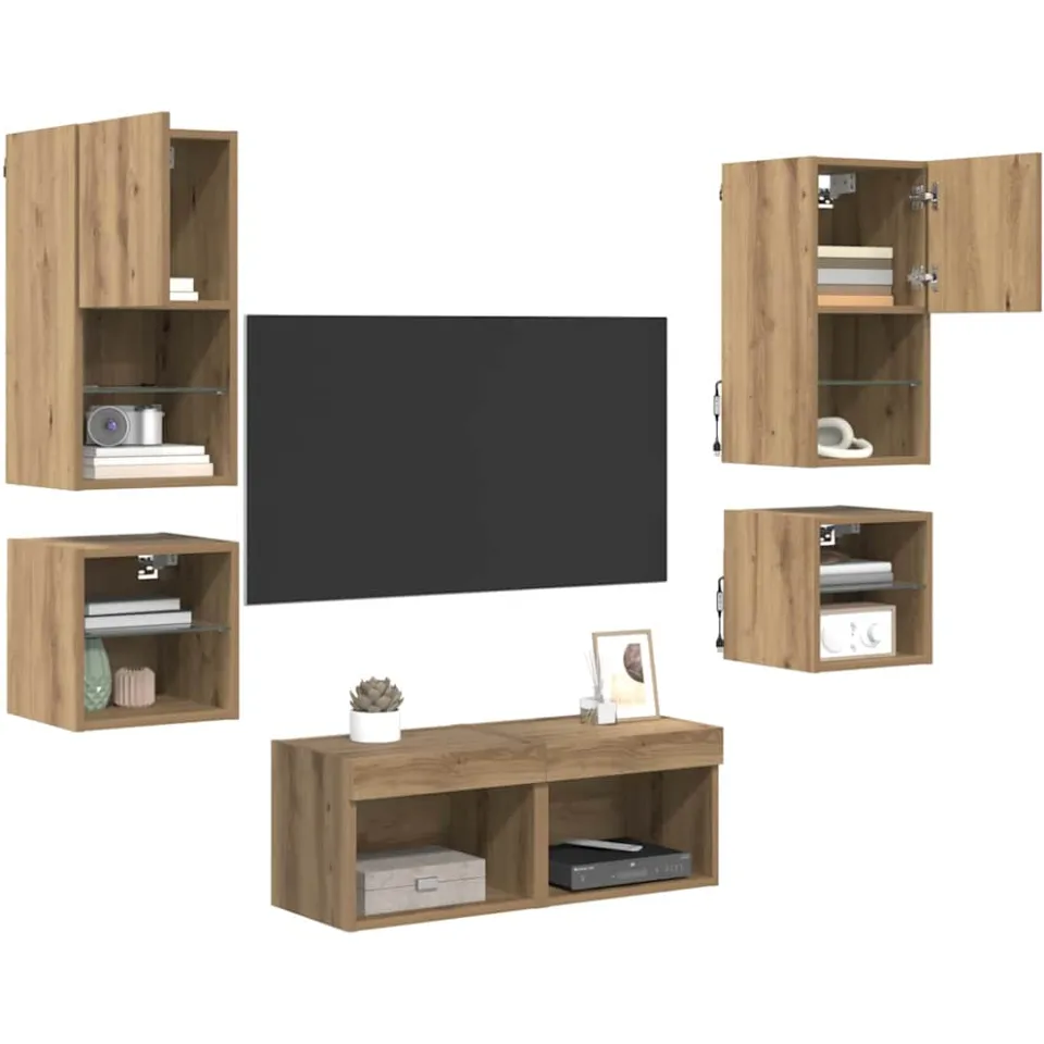 vidaXL TV Wandmeubels 8 st 30,5 x 30 x 60 cm Artisan Eiken Bruin