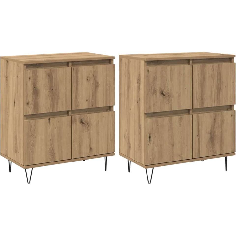 vidaXL Dressoirs 2 st artisanaal eikenkleurig 60 x 35 x 70 cm, foto 3