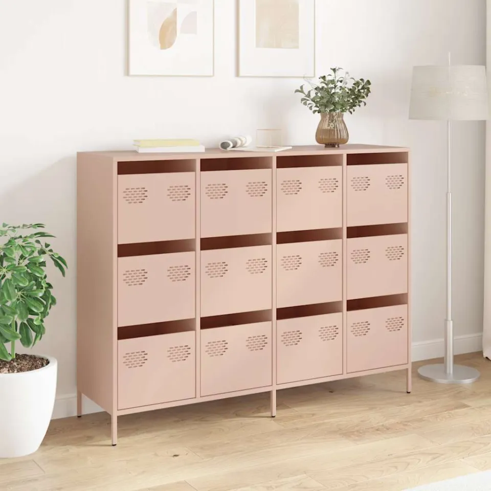 vidaXL Dressoir 135x39x103,5 cm koudgewalst staal roze, foto 2