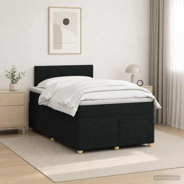vidaXL Boxspringbed met matras met hoofdeinde Zwart 120 x 190 cm Stof